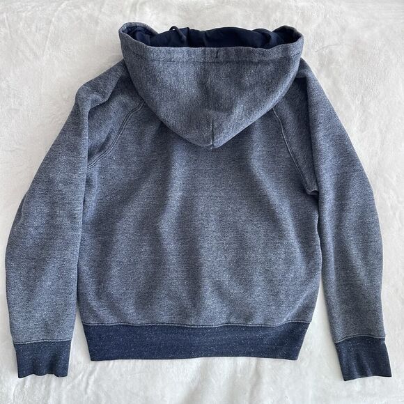 J Crew Sweatshirt Mens Medium Vintage Fleece Hoodie Henley Pocket Heather Blue - Picture 4 of 8